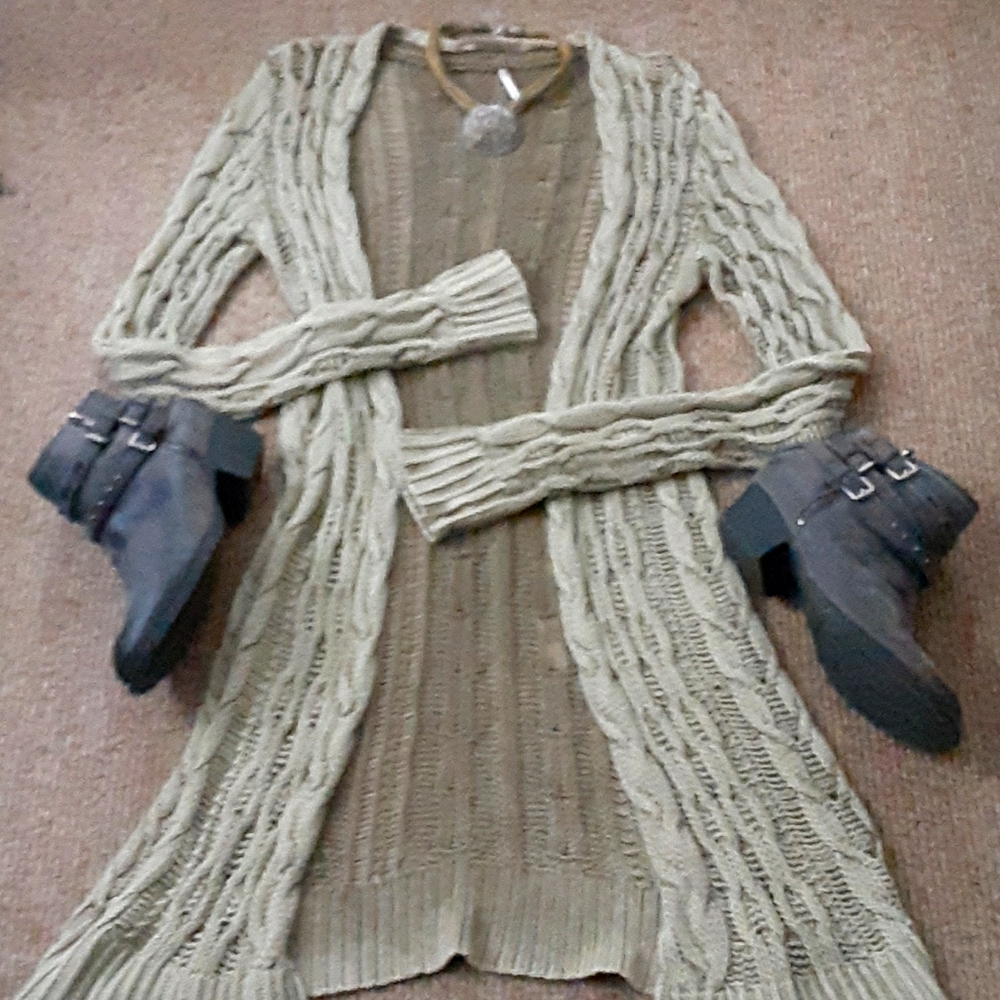 FREE PEOPLE Open Cable Knit Cardigan Sm